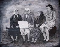 People - Old Ladies Computer Class - Acrylics On Wood